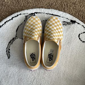 Size 9 checkered yellow slip on vans. Worn once.